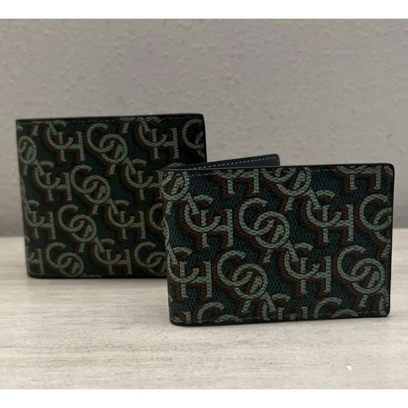 COACH Mens 3n1 Wallet/Card Case Printed Coated Canvas Monogram Amazon Green - Picture 11 of 12